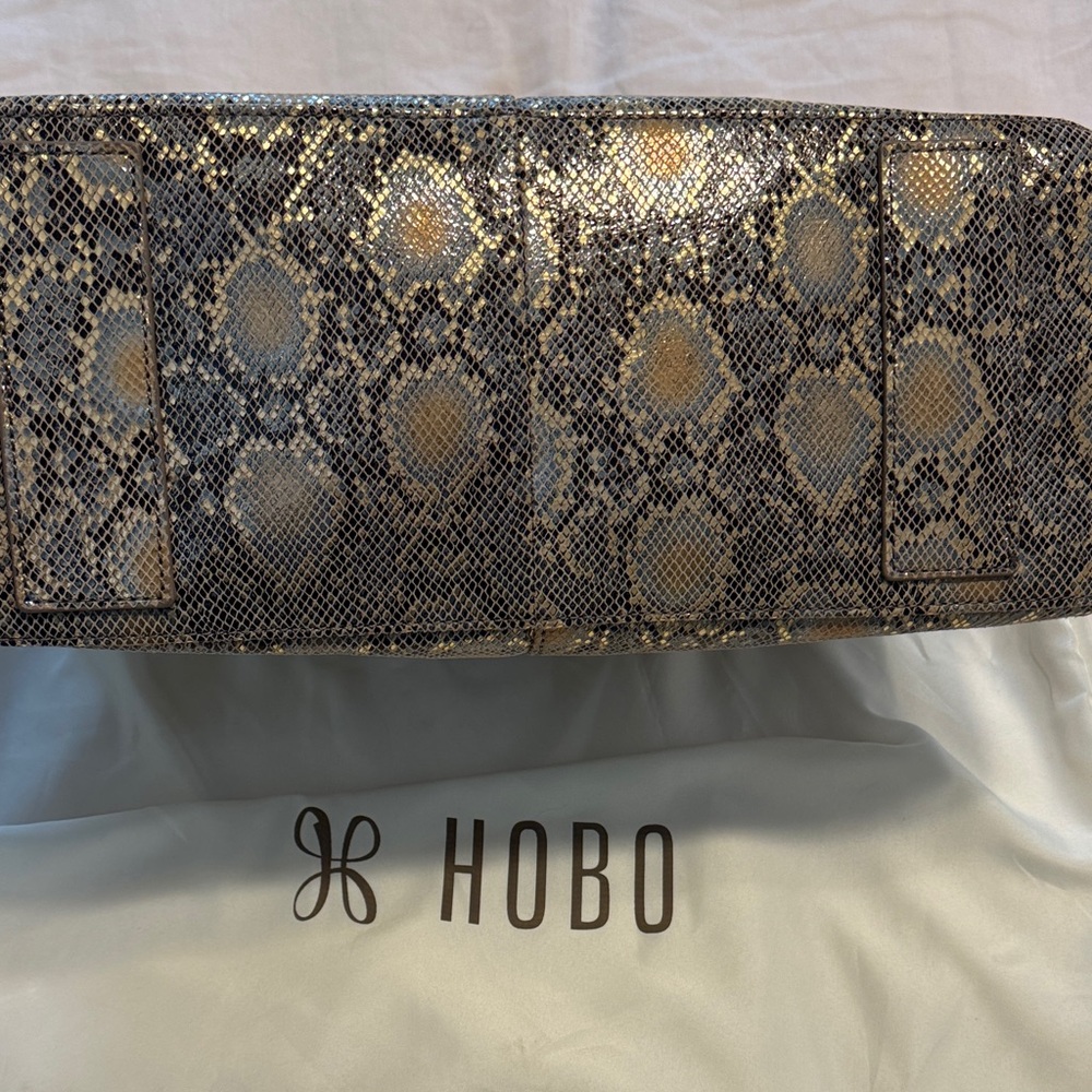 HOBO Brown and Gold Snake-Print Hobo Bag - Picture 6 of 12